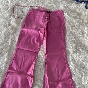 Pink Lace-Up Pants